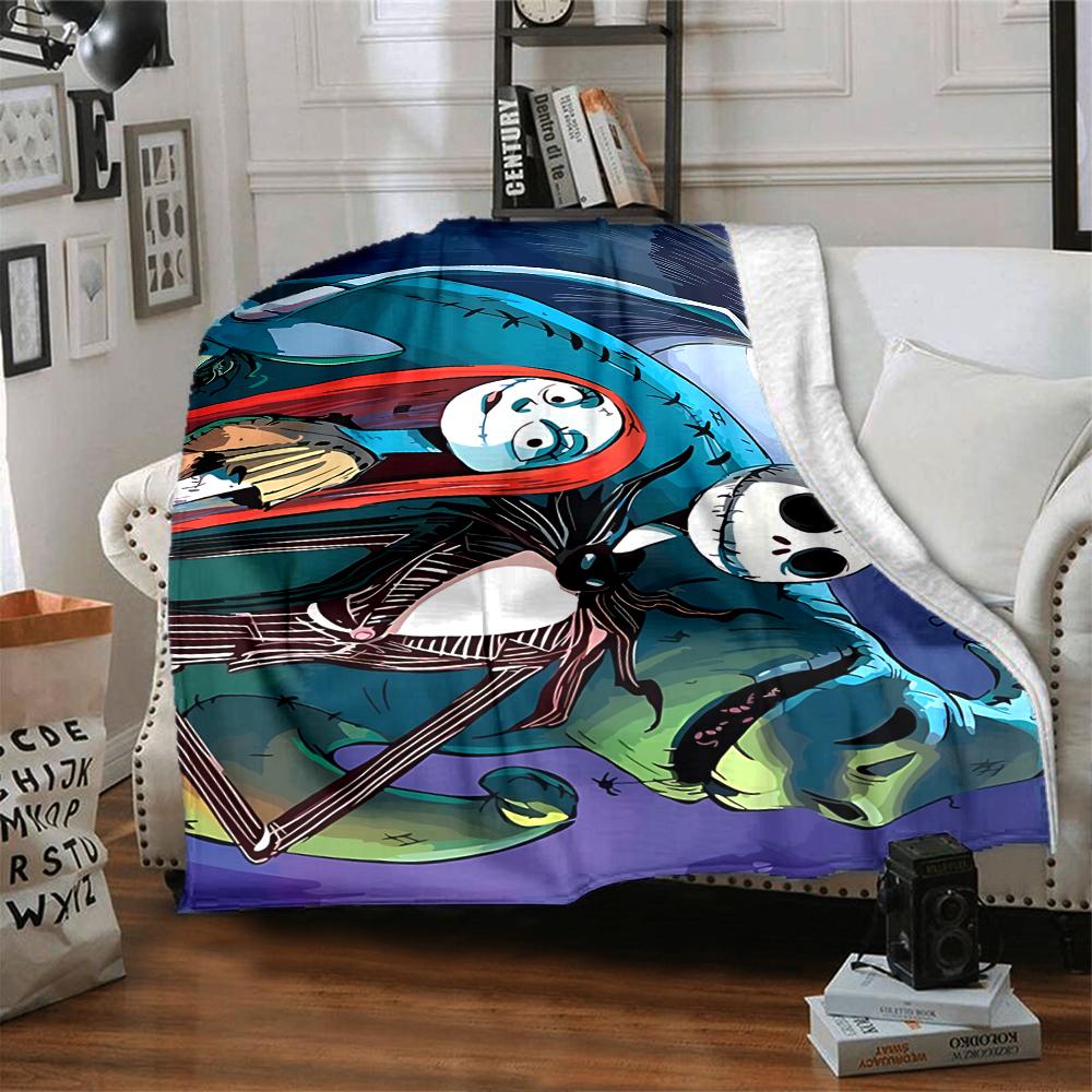 1Pc Christmas Jack Skellington Blanket Soft Throw Blanket For Home Bedroom Bed Sofa Travel Office Solid Christmas Blanket