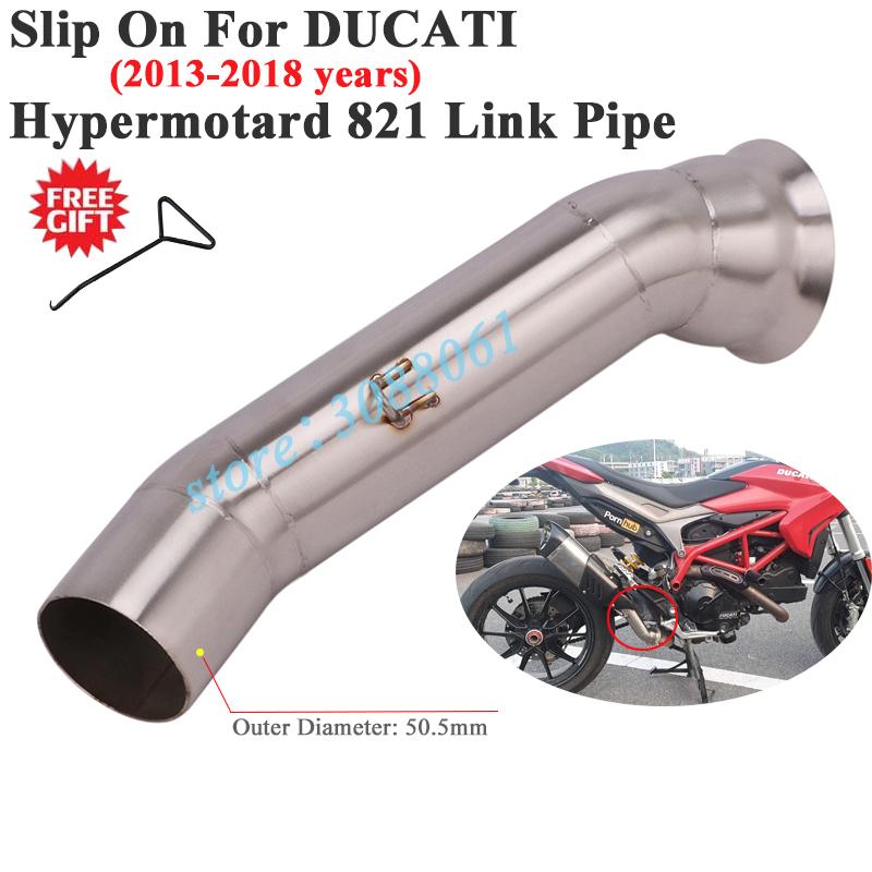 Slip On For DUCATI Hypermotard 821 2013 - 2018 Hyperstrada Motorcycle Exhaust Escape Modified Connection Middle Link Pipe 51mm