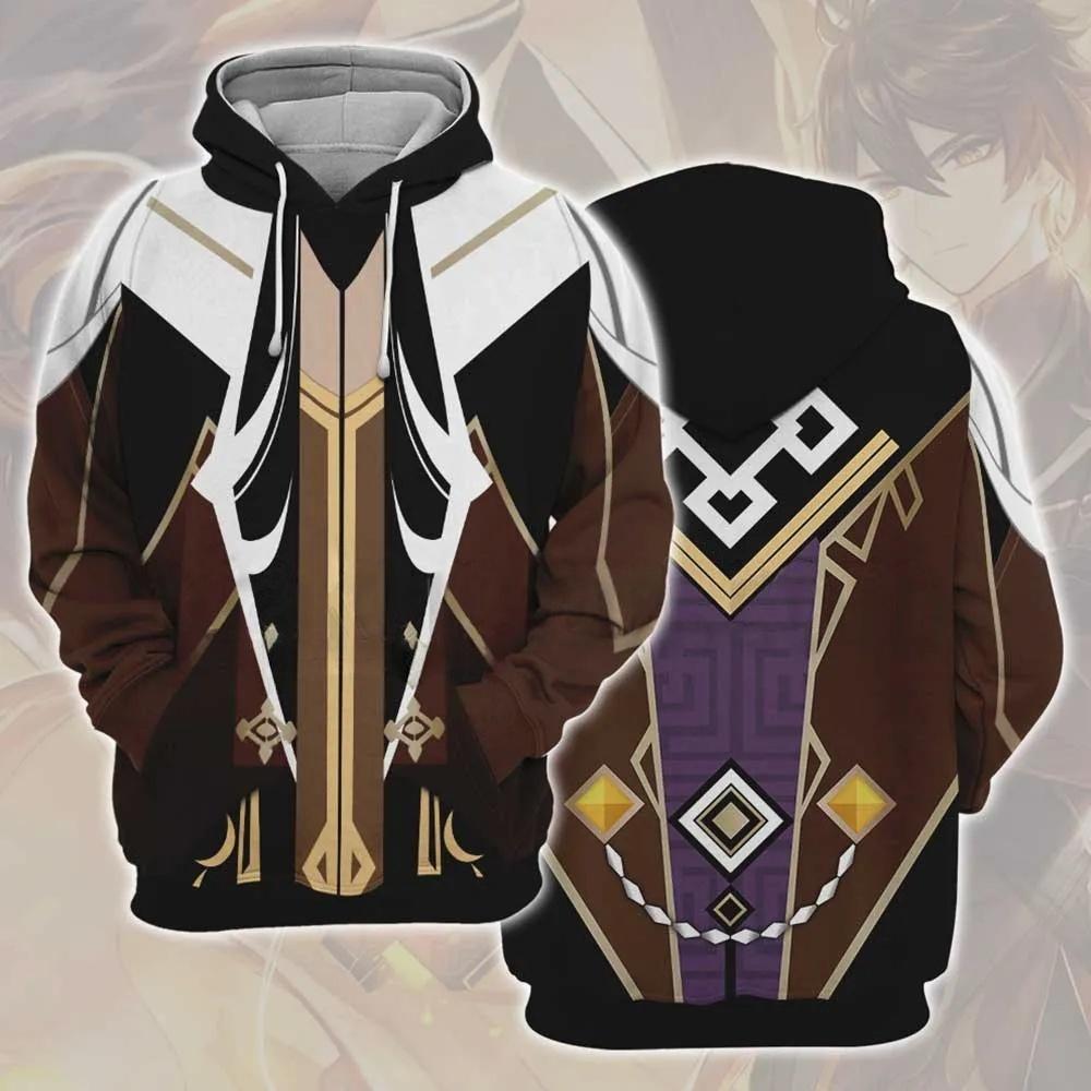 Худи для косплея Genshin Impact с 3D-принтом, мужские и женские, повседневные, модные, оверсайз, толстовки, худи, мужские пуловеры, спортивный костюм