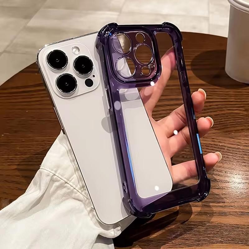 Роскошный прозрачный силиконовый бампер Чехол для телефона Для iPhone 16 15 14 13 12 11 Pro Max XR X XS 7 8 Plus SE Ударопрочный прозрачный чехол