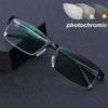Photochromic Half Frame Myopia Glasses Luxury Metal Business Nearsighted Eyeglasses Retro Finished Optical Minus Eyewear Diopter