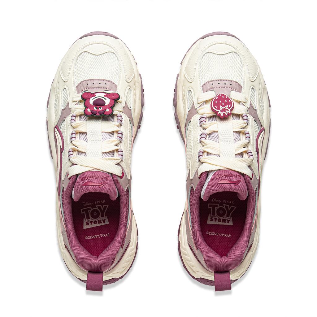Disney x Li Ning Коричневый Сахар Нескользящие, Износостойкие, Легкие Низкие Повседневные Кроссовки Женские Белый Розовый AGCV368-4