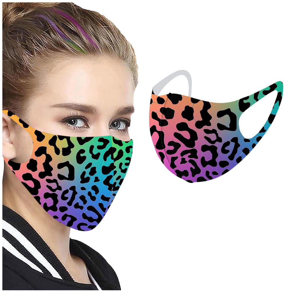 1 шт., защитная маска из ледяного шелка для взрослых с леопардовым принтом может быть пыленепроницаемой и моющейся