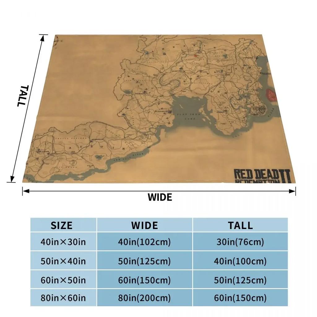 Red Dead Redemption 2 Map Poster - RDR2 Map Throw Blanket Throw Blanket for Sofa Kid'S Blanket
