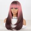 MISS WIG Женские длинные коричневые розовые прямые многослойные парики из синтетического волокна с челкой, парик Боб для женщин, повседневная одежда, косплей, вечеринка