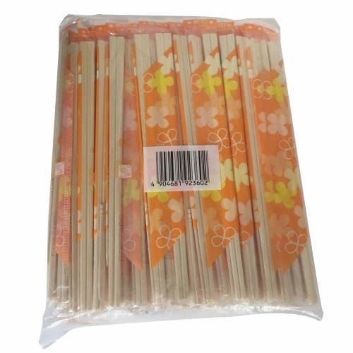 Yamato Bussan Disposable Chopsticks, Natural, 20cm Long, Flower Orange, Individually Wrapped, with Toothpicks, Pack of 100