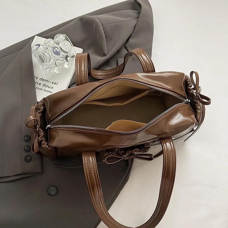 Сумки через плечо из искусственной кожи с бантом в стиле ретро для женщин 2024 года, новый тренд зимы 2020 года, модная сумка-тоут, женские сумки