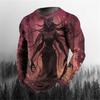 3D Printing O-Neck Long Sleeves Plus Size T-shirt Men's Clothing Retro Men's Long Sleeve T-shirt Skull Long T-shirt Men's Street