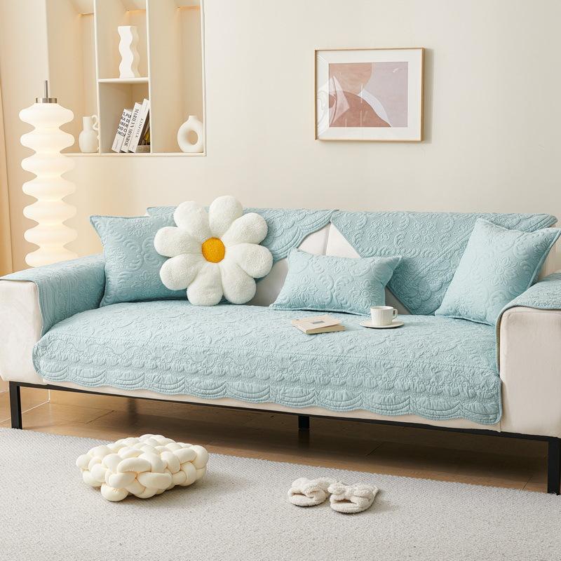 Cotton Solid Color Sofa Cover Four Seasons Universal Sofa Cushion Modern Simple Sofas Towel for Living Room Embroidered Cushions
