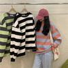 Женская полосатая толстовка, свободный пуловер с круглым вырезом