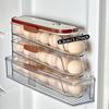 Large Egg Holder for Fridge Automatic Rolling Egg Organizer Clear Plastic Egg Container Stackable Egg Dispenser and Storage Bin