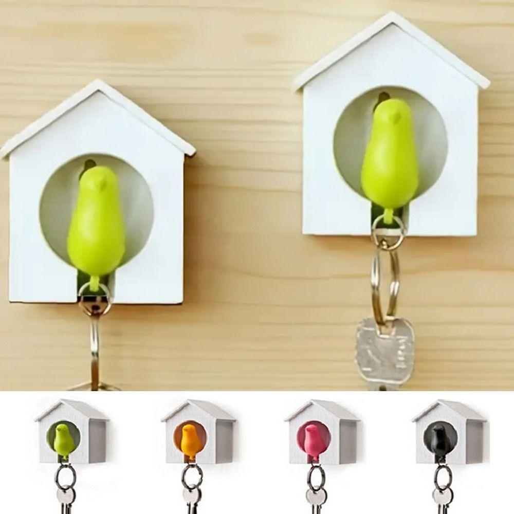 Wall Mounted Sparrow House Keychain Birdhouse Shape Key Hanger Creative Sparrow Key Holder Home