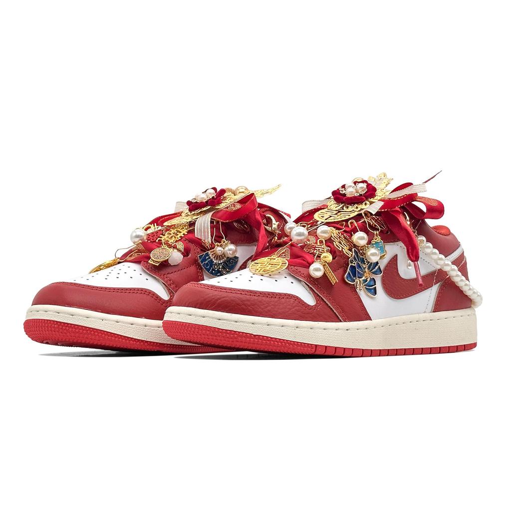 Jordan Air Jordan 1 Nichang Gold Ribbon Cushioning, Wear Resistant Low top Vintage Basketball Shoes Women's Red FJ3465-160(Team1321-SBOX)