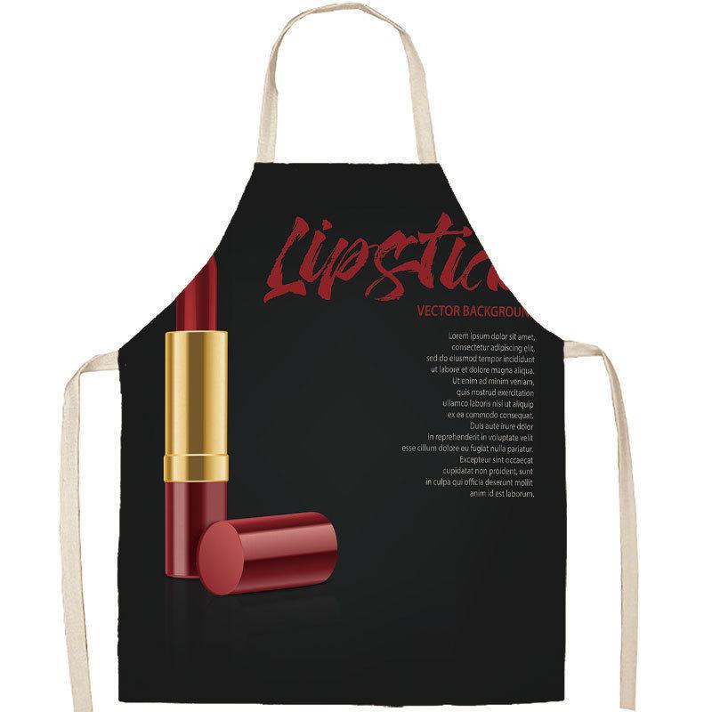 Minimalist Linen Apron For Women With Lipstick Design And Waterresistant Material For Nail Salons