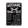 1pc Garage Rustic Wall Decor, Mechanic Hourly Rate Garage Car Sign Decor, Mechanic Car Man Cave Bar Vintage Man Cave Car