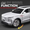 Масштаб 1/24 HongQi E-HS9 SUV, модель автомобиля из сплава новой энергии, литая под давлением металлическая игрушечная машина, модель автомобиля, имитация звука и света, подарки для детей