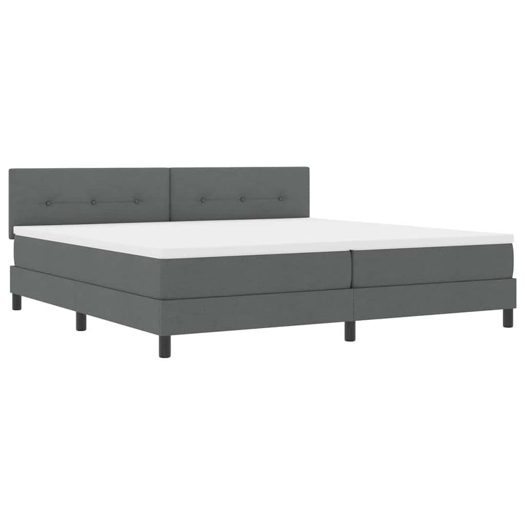 Boxspring Bed with Headboard Dark Gray 200 x 200 cm Fabric