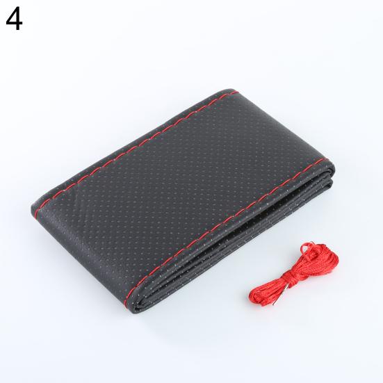 DIY искусственная кожа рулевое колесо автомобиля авто протектор чехол с комплектом игольной нити