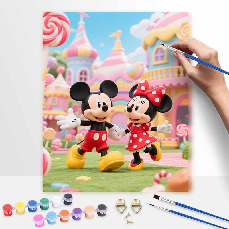 Disney Масляная живопись по номерам «Конфетный замок Микки и Минни Маус» арт-набор. ручная работа DIY painting украшение дома подарки