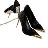 Light Luxury Black Suede High Heels Women's Thin Heels 2025 New Spring and Summer Banquet Temperament Imperial Sister Shallow Mouth Pointed Single Sho