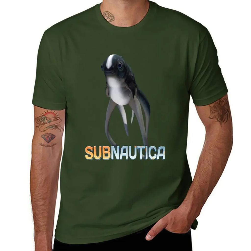 Subnautica - Футболка с Кладбищенским рыбой и логотипом, с коротким рукавом, больших размеров, мужская одежда