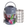 Insulated Lunch Box With 4 Leak Proof Stainless Steel Containers For Office Travel Adults Grey