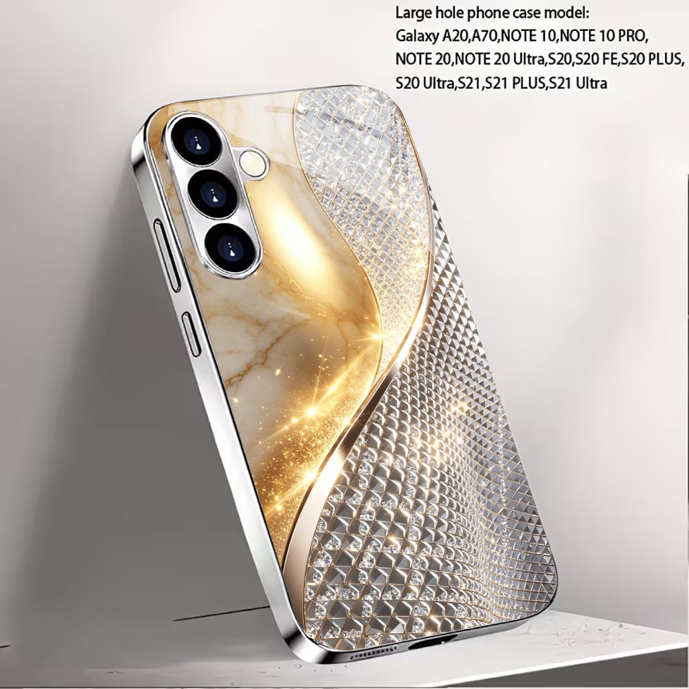 Модный золотой и серебряный чехол для телефона стекло s26 ultra case s25 ultra case для Samsung Galaxy S26 S25 S24 S23 S22 FE Ultra Plus
