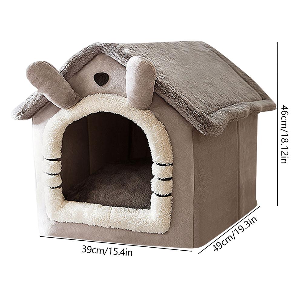 Cute Plush Pets House PP Cotton Soft Puppy House Half-Closed Puppy Sleeping Nest Foldable Home Puppy Pet Accessories