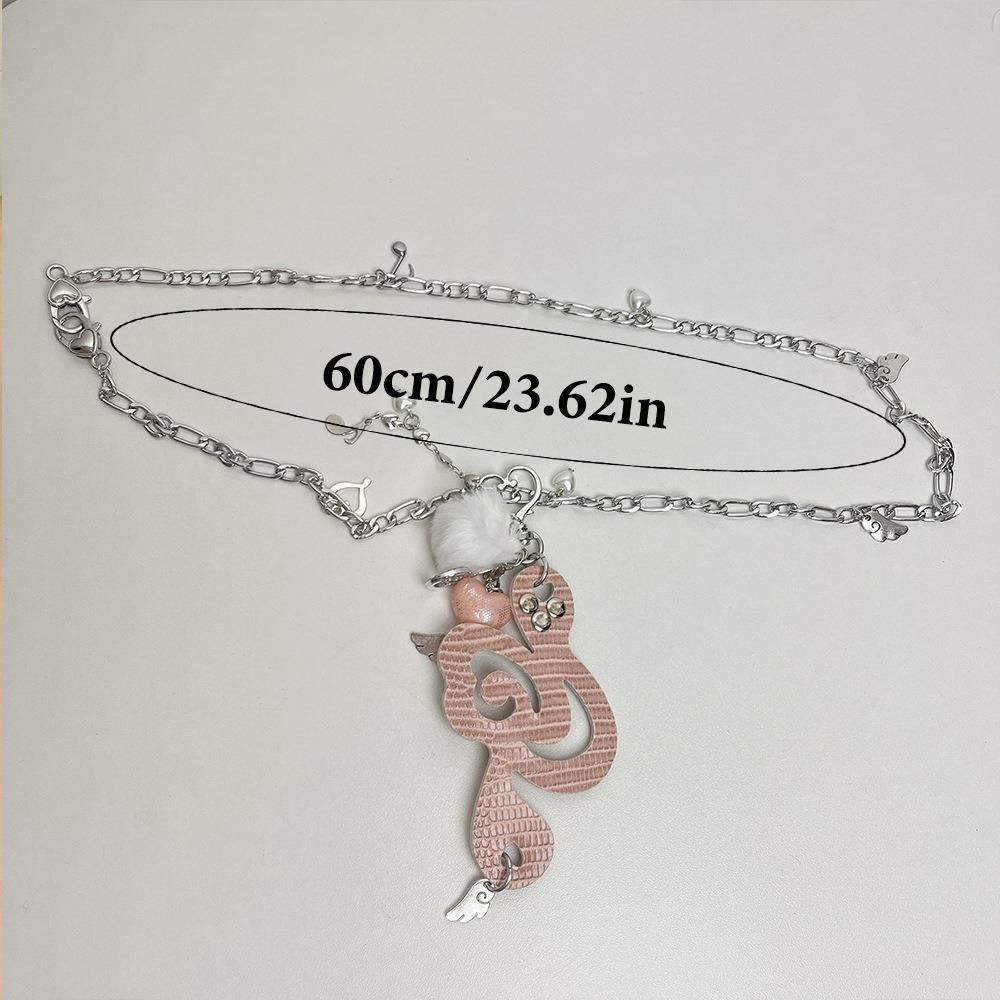 Ювелирное изделие Ожерелье с подвеской в виде сердца Y2K Меховой шарик Крыло Цепочка Чокер Ожерелье с музыкальными нотами Субкультура