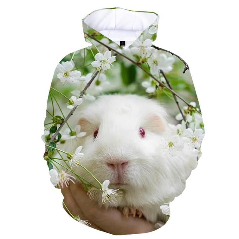 Животное Морская свинка 3D Принт Толстовка Женская y2k Повседневная мода Рубашка с капюшоном Пуловер Толстовки Большие размеры Унисекс Одежда