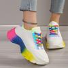 Fashion 2025 Thick Bottom White Shoes Women's Summer Thin Sneakers 2025 New Rainbow Women's Muffin Flat Bottom Casual Shoes