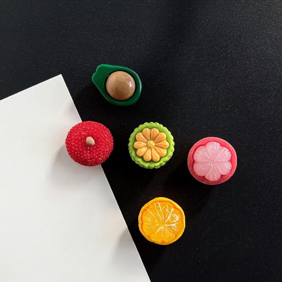5Pcs 3D Simulated Fruit Refrigerator Magnet Resin Waxberry Orange Avocado Mangosteen Magnet Home Kitchen Office Whiteboard Locker Decor