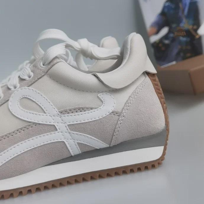 Retro German Thick-Soled Sports Casual Shoes with New Color Lace-Up Design - Genuine Leather Forrest Gump Style White Sneakers