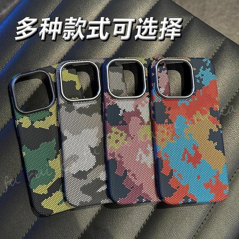 Камуфляжный магнитный чехол для iPhone 16 с рисунком из кевлара, защитный чехол для мобильного телефона Apple 15 с металлическим объективом, полный комплект 14