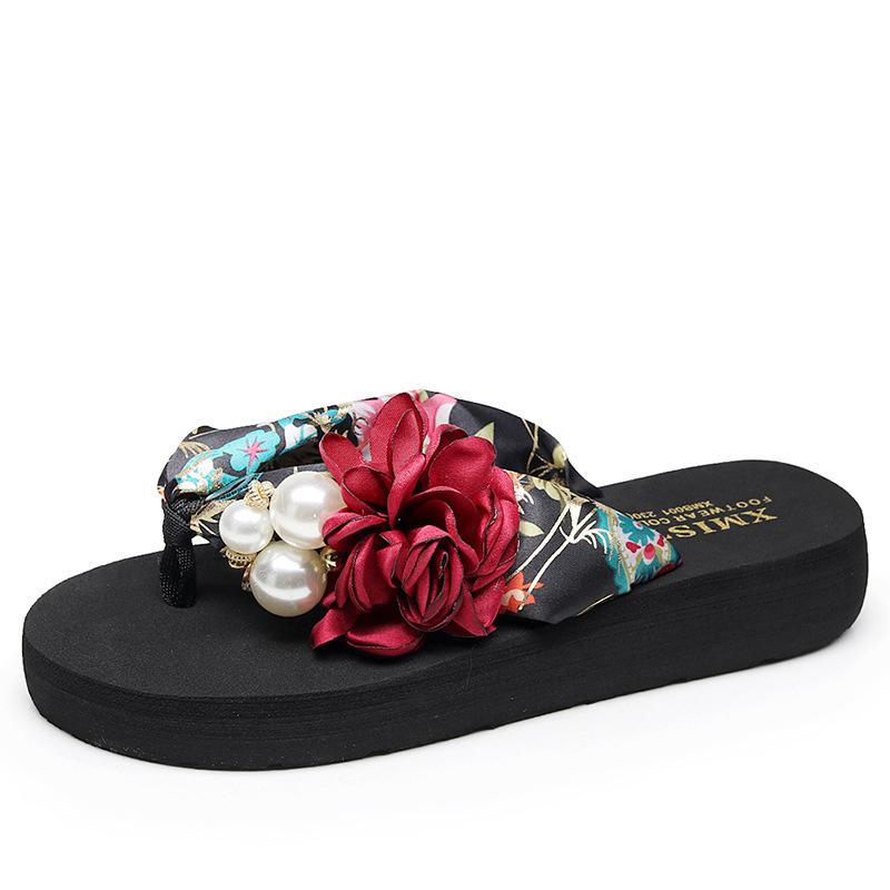 Летние нескользящие детские шлепанцы, модная пляжная обувь для девочек, сандалии, женские тапочки с цветами