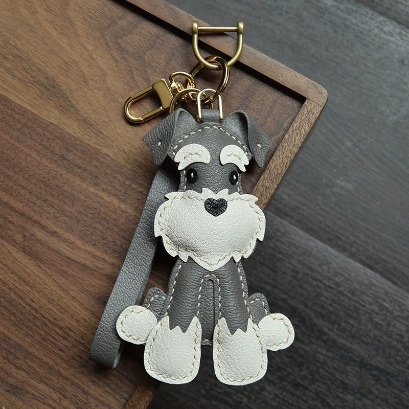 Schnauzer Hand-sewn Car Key Pendant Bag Pendant Dog Cute Custom Gift Female Keychain