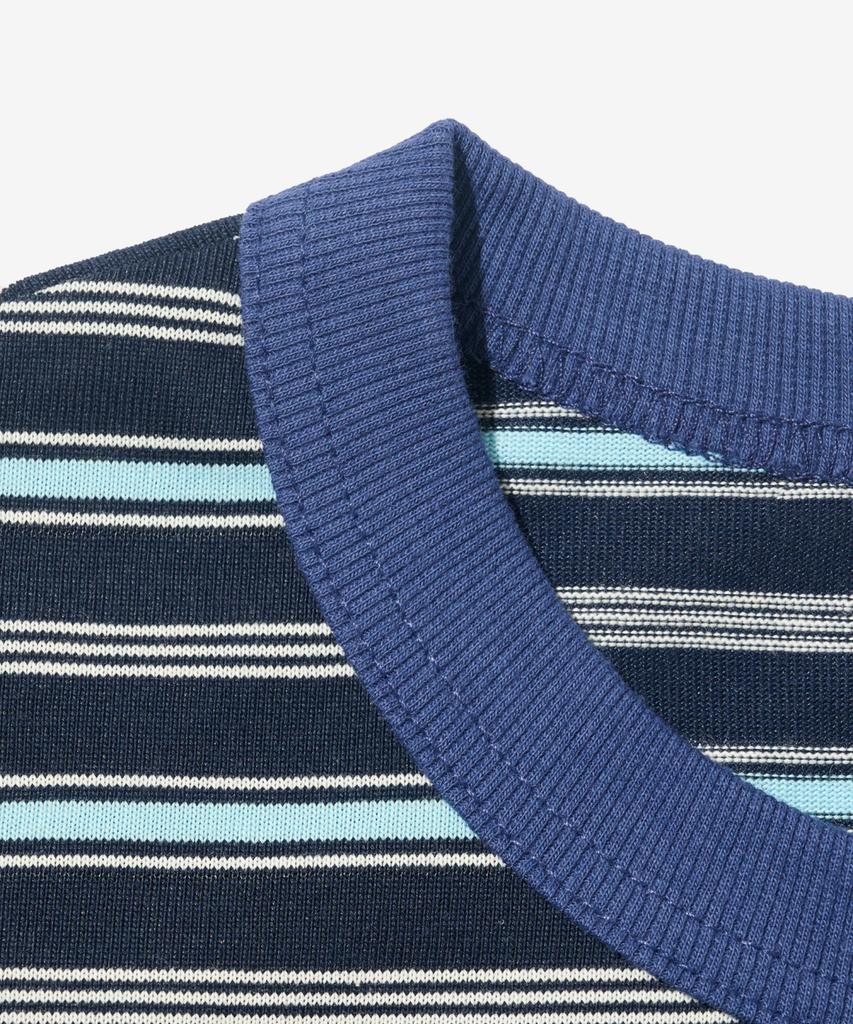 TAILOR STUDIO Аутентичная мягкая футболка в полоску с логотипом (Темно-синий)