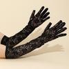 Модные сверкающие бриллиантовые кружевные удлиненные перчатки женские эластичные сетчатые перчатки сексуальные перчатки для вечеринки в ночном клубе перчатки для батута