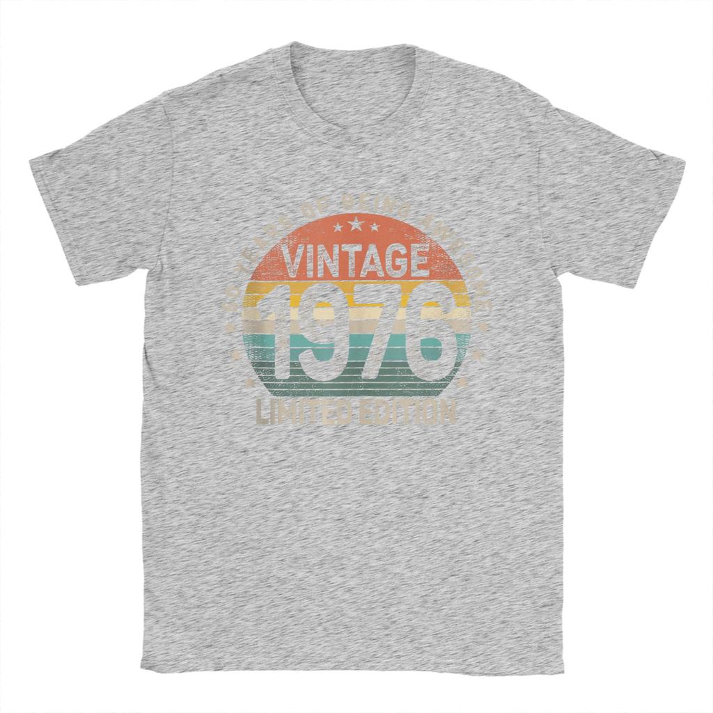 50 Years Old 1976 Vintage 50th Birthday Unisexs T Shirts Awesome Tee Shirt Short Sleeve Round Collar TShirts Cotton Adult Tops