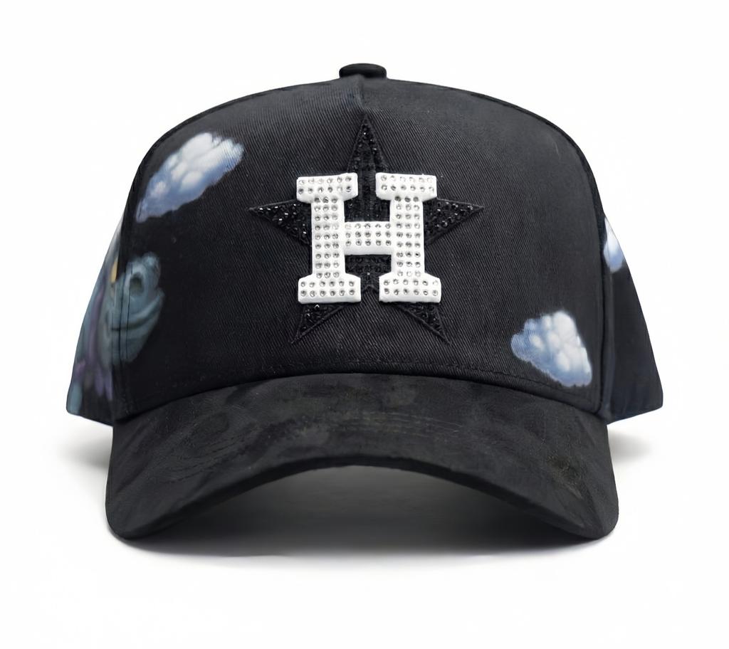 High Quality 5-Panel Curved Brim Baseball Cap with Rhinestone Embellishments Terry Fabric Dobby Style-Sporty Unisex Adult Hat