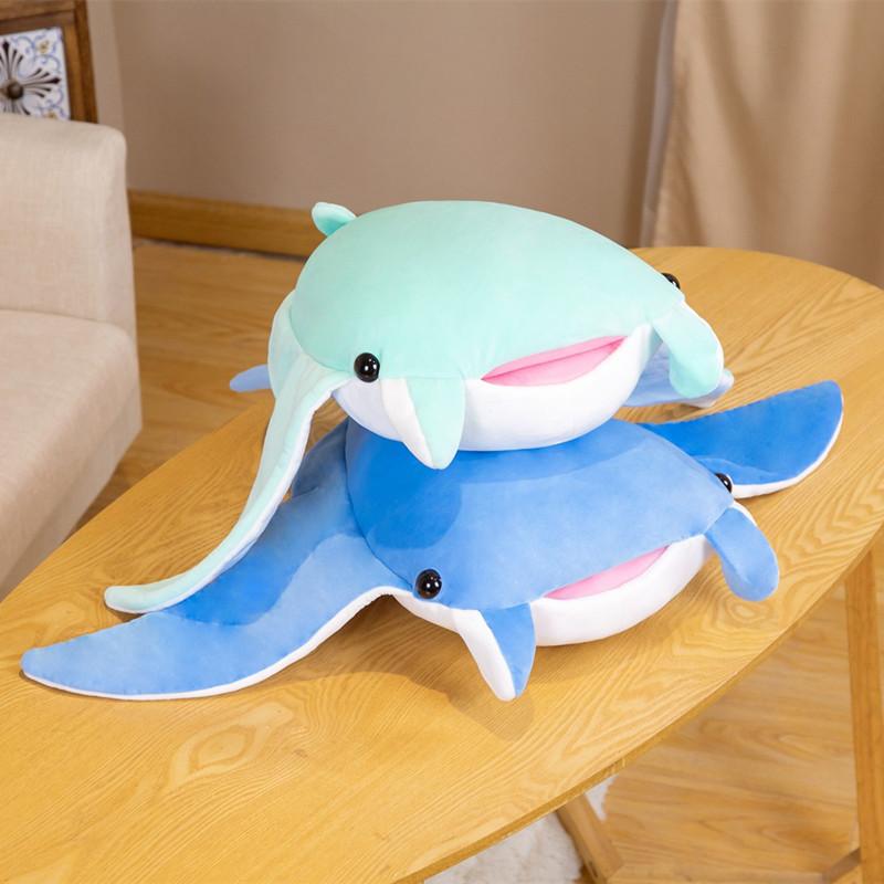 Adorable Blue Green Devil Ray Plush Toy Cartoon Batfish Doll For Kids Collectors