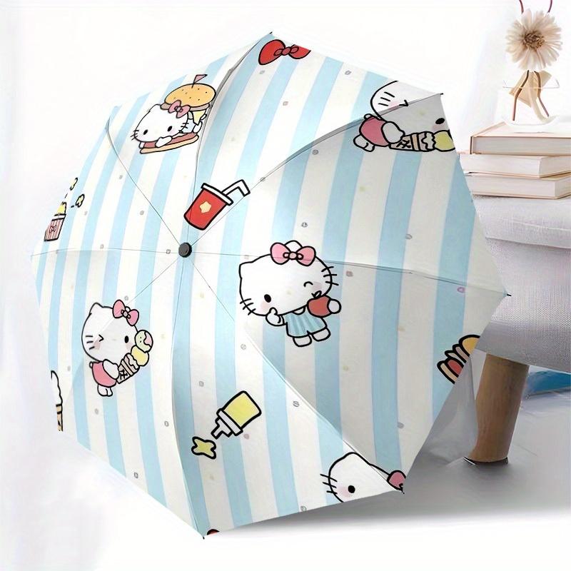 1pc Hello Kitty Food Pattern Umbrella with Plastic Handle,Suitable for All Seasons Home Travel Outdoor UmbrellaSanlio388