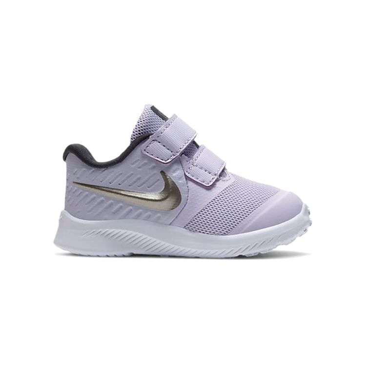 Nike Star Runner 2 Velcro Нескользящие Прочные Низкие Повседневные Кроссовки для Бега Детские Кроссовки Светло-Фиолетовый Серебристый AT1803-502
