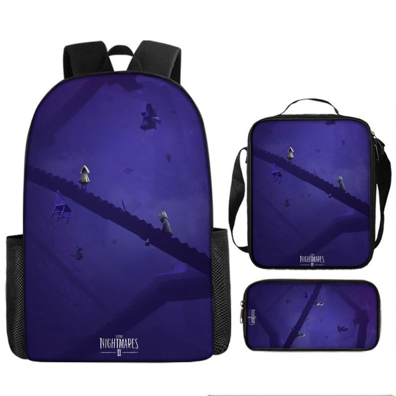 Little Nightmares Anime School Backpack Set Kids - 17 Inch Oxford Fabric Dual-Strap Bag With Crossbody Pouch Pencil Case