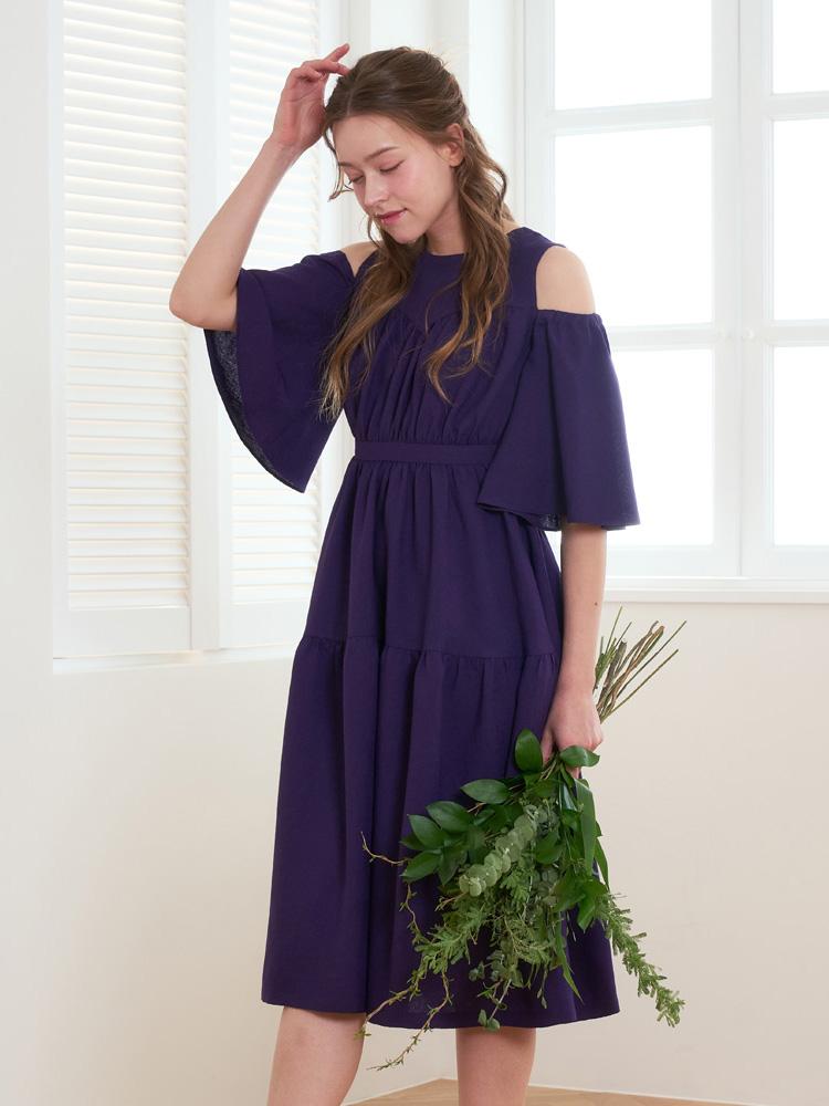 L By L Purple Off-Shoulder Flare Dress