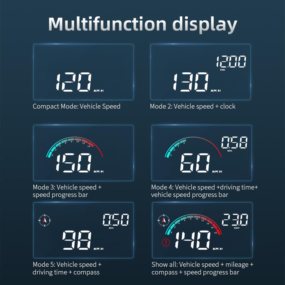 AD M22 Head Up Display Универсальный GPS HUD Цифровой спидометр LCD Проекция на стекло Автомобильный спидометр Проектор на лобовое стекло Часы