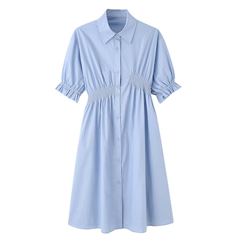 Платье с тонкой талией, средней длины, с рукавами-фонариками, асимметричная плиссированная рубашка-юбка, женская летняя дизайнерская юбка