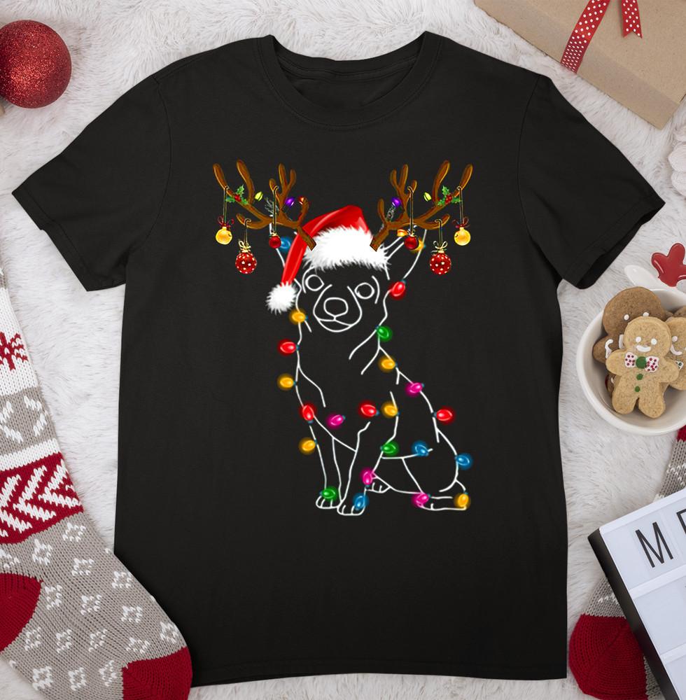 Chihuahua Christmas Light Lovely Dog Tshirt Black All sizes KK2191 Unisex T-Shirt