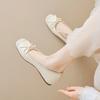 Whiskers 865-1 French Square Toe Single Shoes Women's Slip-on Bow Thick-Bottom Heightened Granny Shoes