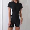 Women's Half Sleeve Color Block Zipper Swimsuit - High Elasticity & Conservative Surfing Suit